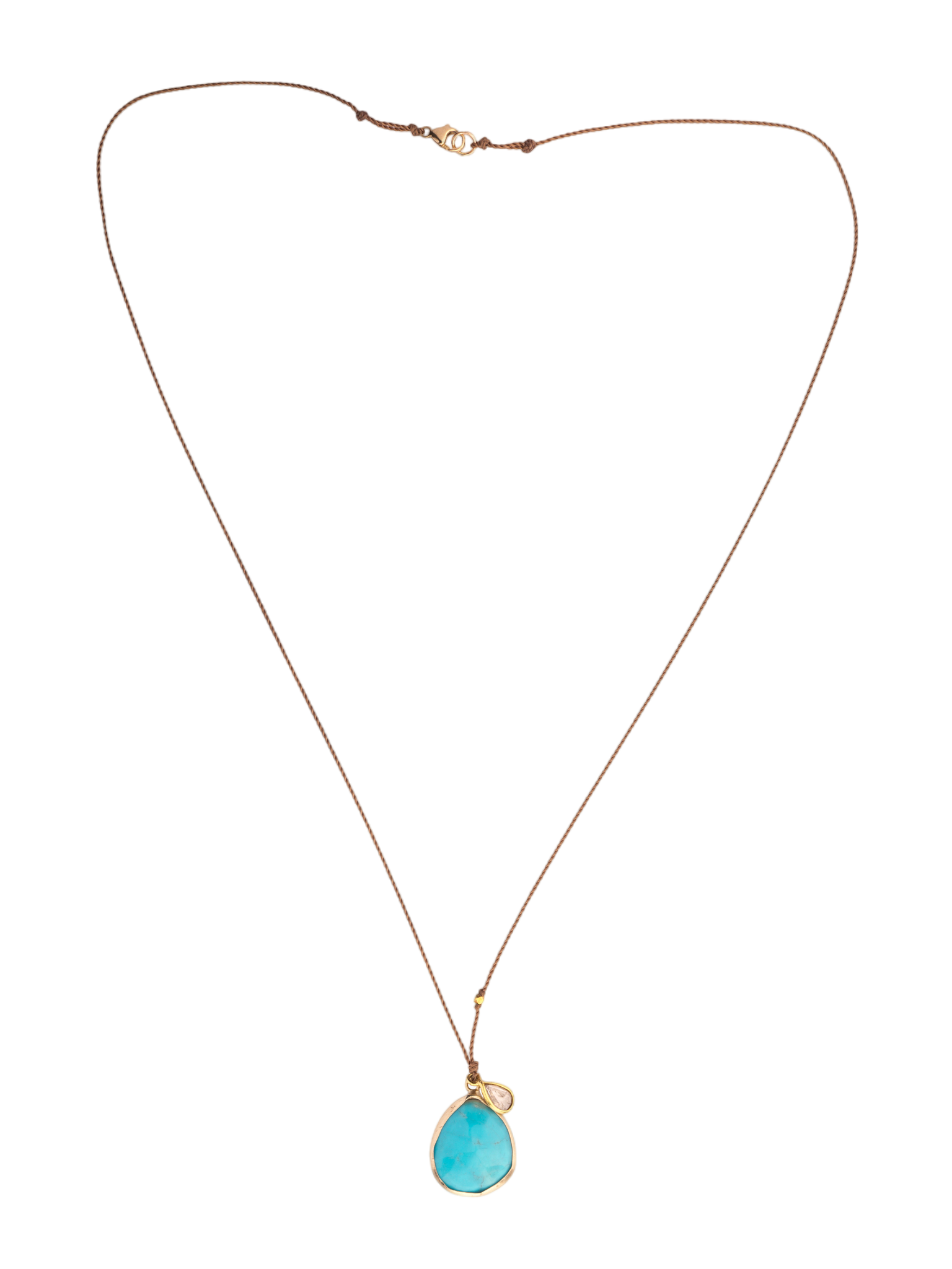 Turquoise, diamond and 18kt bead necklace